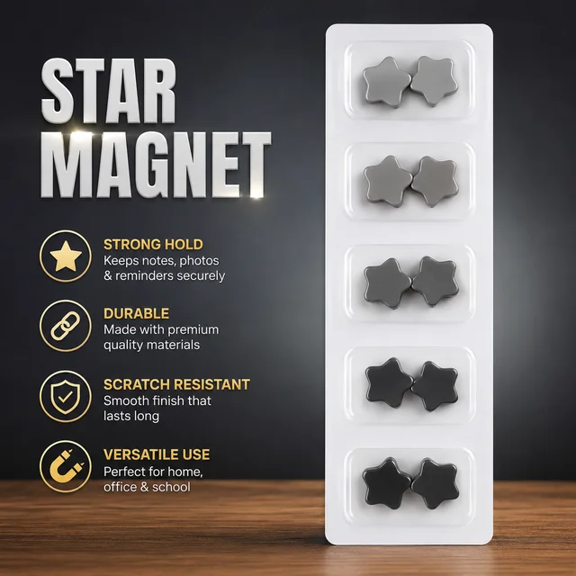 Star Shape Magnets Set for Refrigerator, Whiteboard & Office Board ( pair-1) – Strong Hold Decorative Magnetic - Star