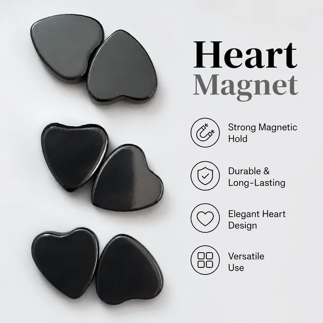 Heart Shape Magnetic Set ( PAIR-1) – Strong Reusable Heart Magnets for Decoration & Educational Activities – Smooth Finish Premium Magnet - Heart