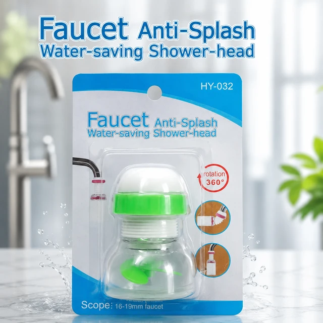 Faucet Anti-Splash Water-Saving Shower Head | 360° Rotating Tap Extender Nozzle | Universal Kitchen & Bathroom Faucet Filter Attachment (HY-032)