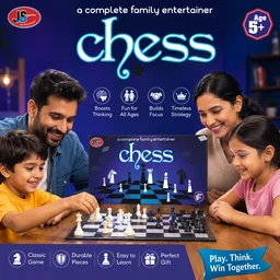 Classic Family Chess Board Game Set for Kids & Adults | Educational Strategy Indoor Game | Portable Chess Set for Home, Travel & Family Entertainment -