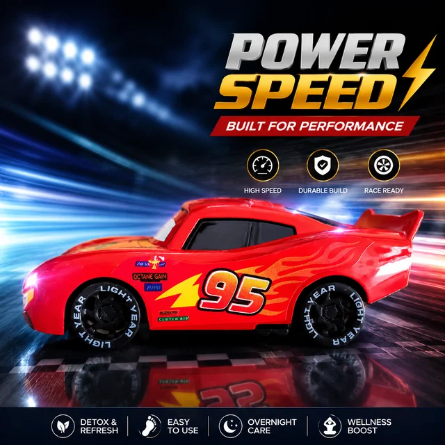 Power Speed 95 Lightning Racing Car Toy for Kids – High Speed Pull Back Race Car with Flame Design, Durable Mini Sports Car Toy for Boys & Girls