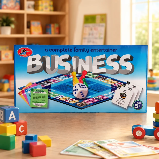 JS Business Board Game for Kids & Family | Educational Strategy Trading Game with Dice, Playing Cards & Tokens | Fun Indoor Multiplayer Game for Boys & Girls Age 5+ | Family Entertainment Board Game Set -