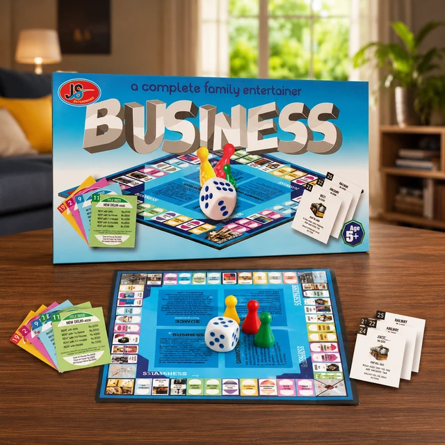 JS Business Board Game for Kids & Family | Educational Strategy Trading Game with Dice, Playing Cards & Tokens | Fun Indoor Multiplayer Game for Boys & Girls Age 5+ | Family Entertainment Board Game Set -