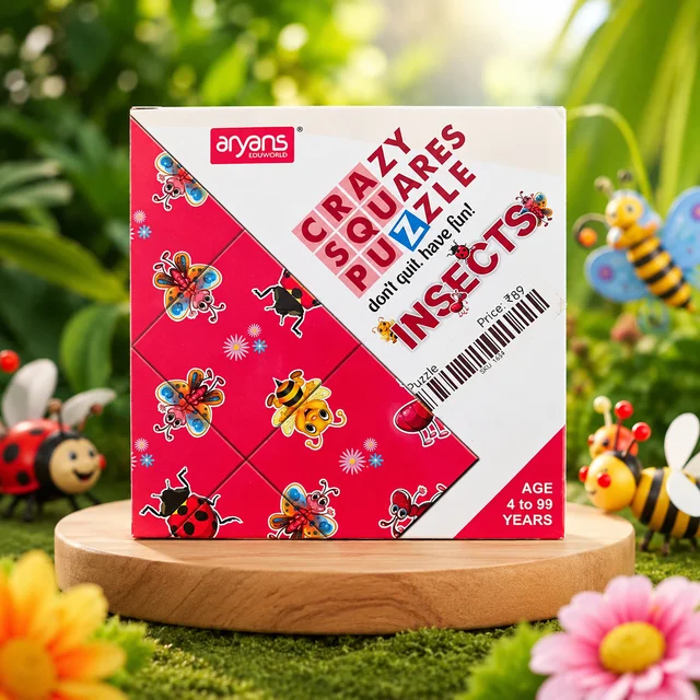 Aryans Eduworld Crazy Squares Puzzle Insects Game for Kids & Adults | Brain Teaser IQ Puzzle Board Game | Educational Learning Toy for Boys & Girls Age 4+ | Fun Family Puzzle Game