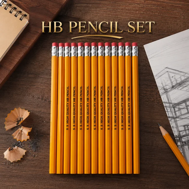 S S High Quality HB Pencil Set (pieces-12) for Students, Office & School Use | Smooth Writing Wooden Graphite Pencils with Eraser Tip | Premium HB Lead Pencils Pack