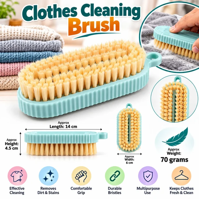 Clothes Cleaning Brush with Durable Bristles, Comfortable Grip and Multipurpose Fabric Cleaning Design