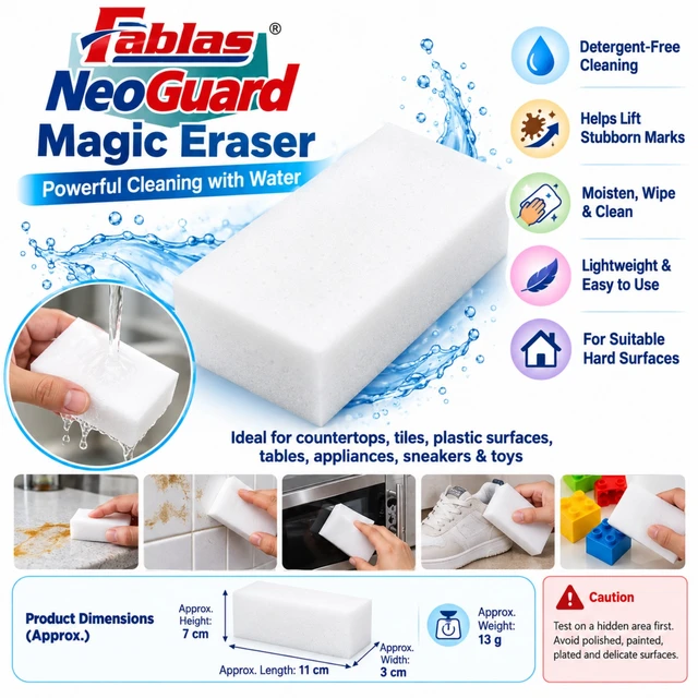 Fablas NeoGuard Magic Eraser Cleaning Sponge for Kitchen, Tiles, Countertops, Plastic Surfaces, Appliances, Sneakers, Tables and Toys