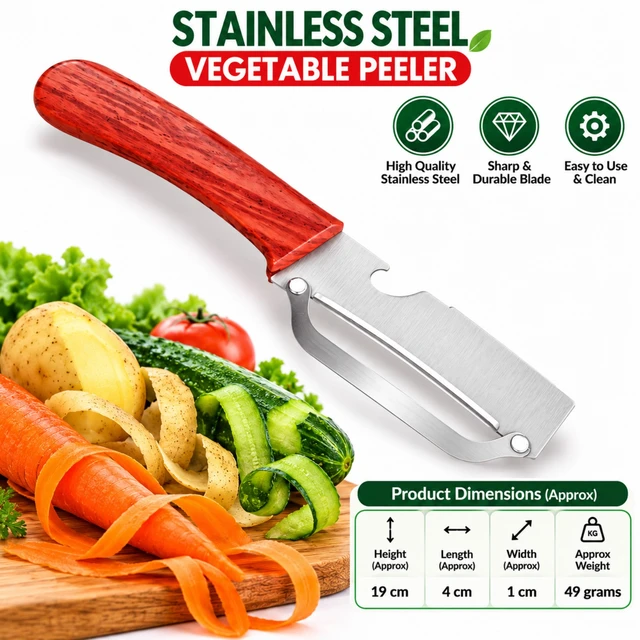 Stainless Steel Vegetable Peeler with Ergonomic Style Handle, Sharp Peeling Blade for Potatoes, Carrots, Cucumbers, Fruits and Vegetables, Lightweight Manual Kitchen Tool