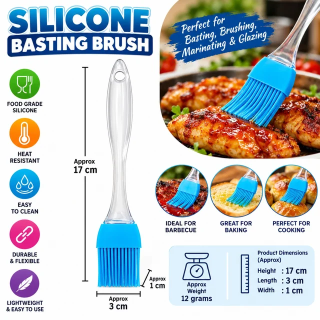 Silicone Basting Brush for Baking, Barbecue, Cooking, Marinating and Glazing – Flexible Food-Grade Silicone Bristles with Transparent Handle