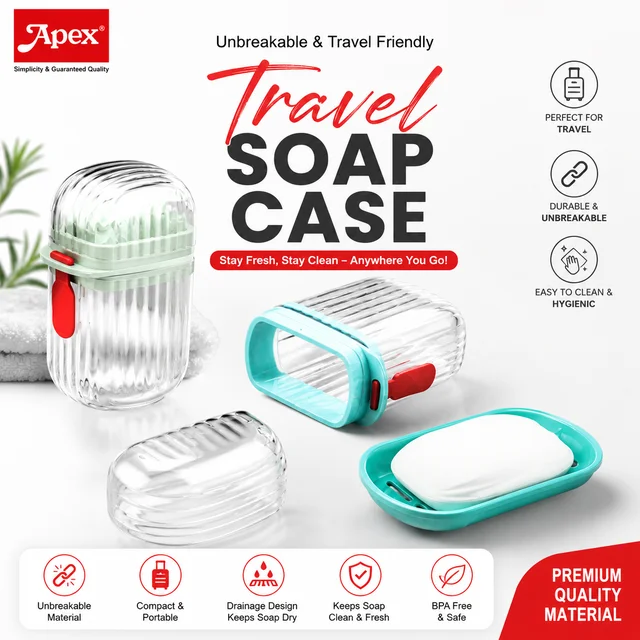 APEX Travel Soap Case for Bath Soap | Leakproof & Durable Soap Box with Drainage Design | Compact Portable Soap Holder for Travel, Gym & Bathroom | BPA-Free Material