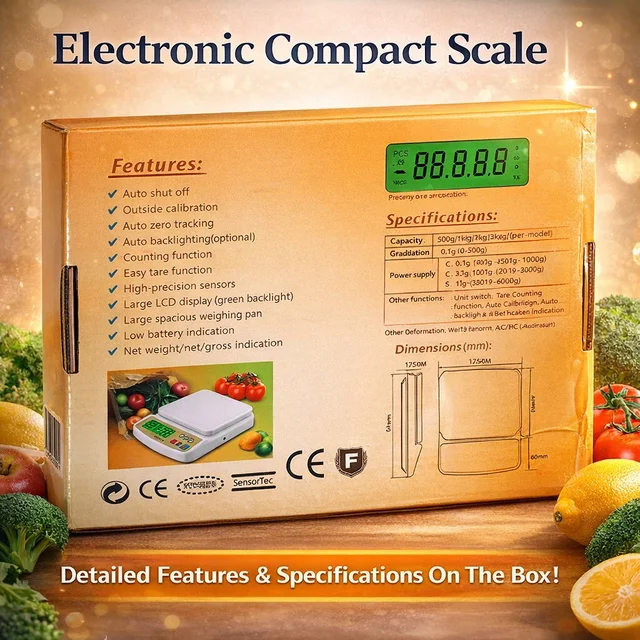 Electronic Compact Digital Kitchen Scale SF-400A | High Precision Kitchen & Multi-Purpose Scale with LCD Display, Tare Function & Counting Mode