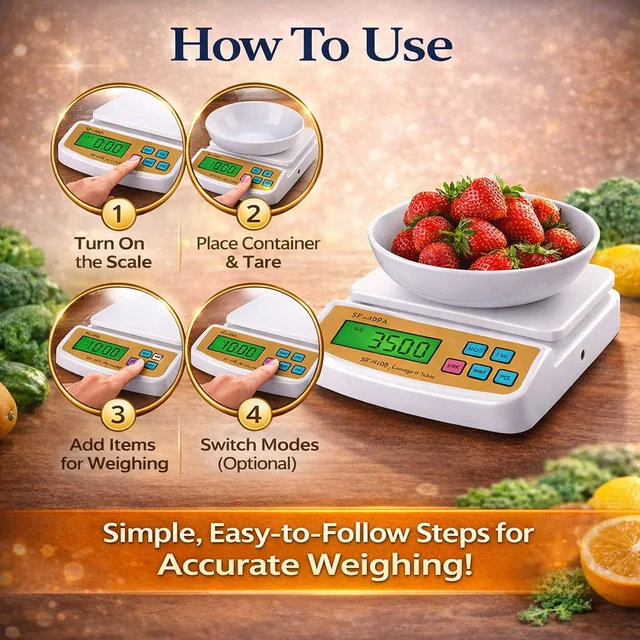 Electronic Compact Digital Kitchen Scale SF-400A | High Precision Kitchen & Multi-Purpose Scale with LCD Display, Tare Function & Counting Mode