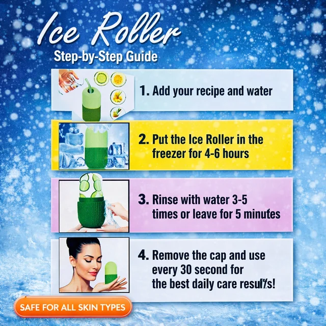 Ice Roller Face Massager 120ML | Reusable Facial Ice Roller for Skin Tightening, Puffiness & Dark Circles | DIY Ice Mold for Face Care | Cooling Skincare Tool for Women & Men