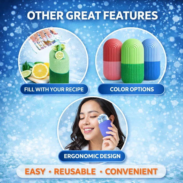 Ice Roller Face Massager 120ML | Reusable Facial Ice Roller for Skin Tightening, Puffiness & Dark Circles | DIY Ice Mold for Face Care | Cooling Skincare Tool for Women & Men