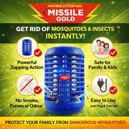 Missile Gold Electronic Mosquito Killer Lamp | Plug-in Insect Killer Machine with Night Lamp | No Chemical, No Smoke, Safe for Kids | Energy Efficient Indoor Bug Zapper