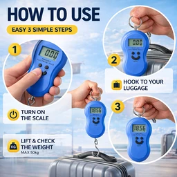 Portable Electronic Luggage Weighing Scale | Digital Hanging Scale with LCD Display | High Precision Travel Weight Machine | 50kg Capacity | Lightweight & Easy to Carry