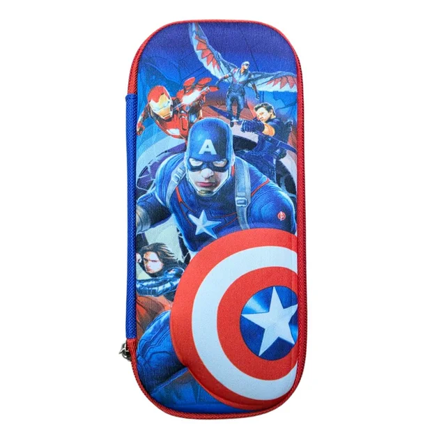 Captain America Pencil Box for Kids | Hard Shell Zipper Pencil Case | Large Capacity Stationery Organizer for School Boys & Girls | Captain America Theme Pen Pouch