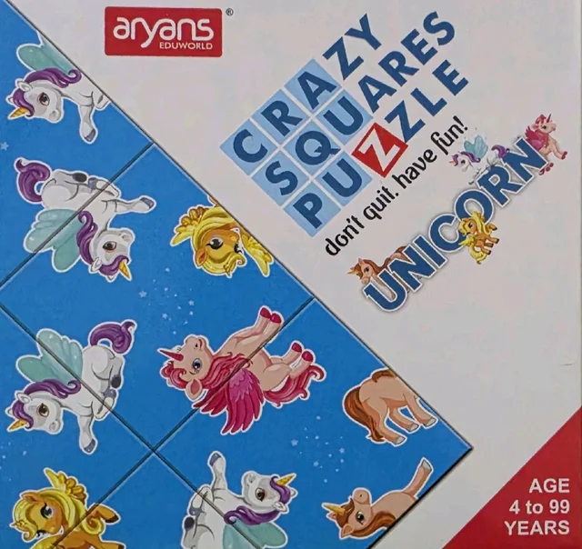 Aryans Eduworld Crazy Squares Puzzle Unicorn Game for Kids & Adults | Brain Teaser IQ Puzzle Board Game | Educational Learning Toy for Boys & Girls Age 4+ | Fun Family Puzzle Game