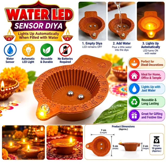 Water LED Sensor Diya - 2 Pieces