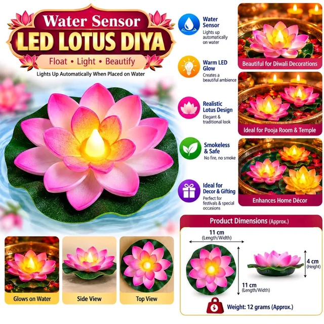 Water sensor LED Lotus Diya