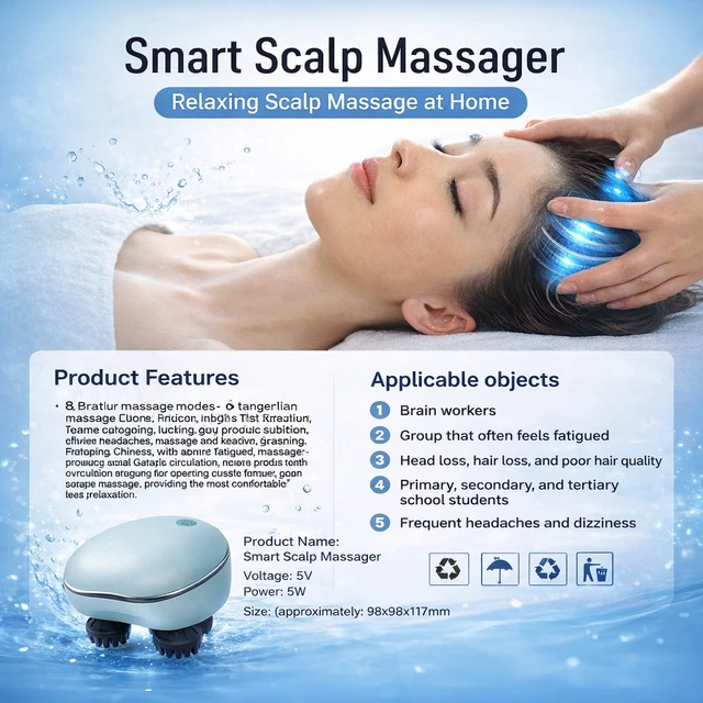 Smart Scalp Massager with 3D Kneading Technology | Electric Head Massager for Hair Growth, Stress Relief & Dandruff Care | Portable Rechargeable Hair Scalp Massager