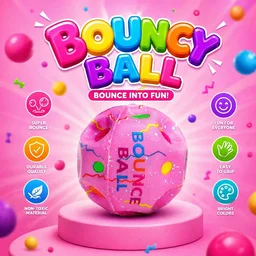 WQ Bouncy Ball for Kids – Colorful High Bounce Rubber Balls with Polka Dot Design, Fun Toy for Indoor & Outdoor Play, Party Favors & Return Gifts (Ages 3+) - 1 Piece