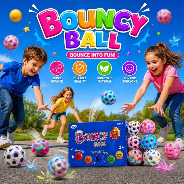 WQ Bouncy Ball for Kids – Colorful High Bounce Rubber Balls with Polka Dot Design, Fun Toy for Indoor & Outdoor Play, Party Favors & Return Gifts (Ages 3+) - 1 Piece