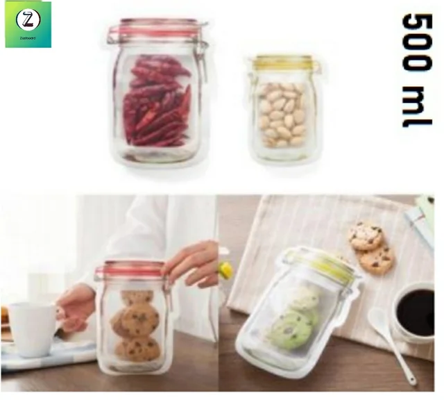 Bottle Shaped 500 Ml Zip Lock Reusable Pouch - Set of 12 - 0.06