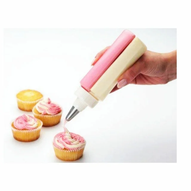Double Decorator Stainless Steel Nozzle Pastry Cake Cookies Decorative Icing Bottle Nozzle Set - 0.11