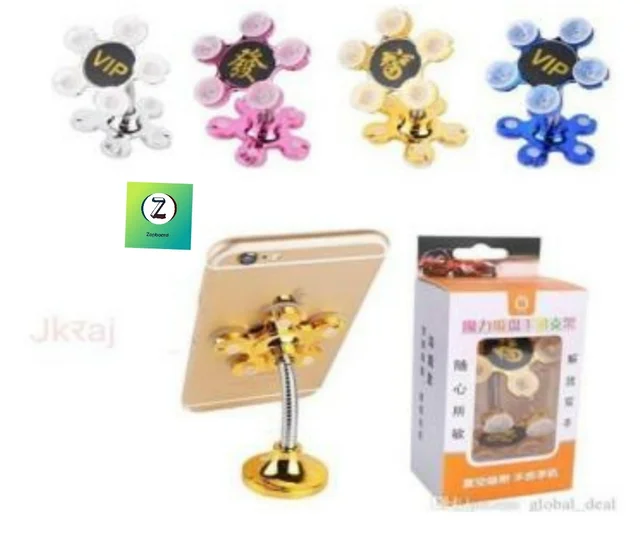 Mobile Stand VIP 360 Degree Rotatable Flower Shape Magic Suction Cup Mobile Phone Holder Car Bracket for Home, car, Office and Outdoor (Multi Color) Pack of 1