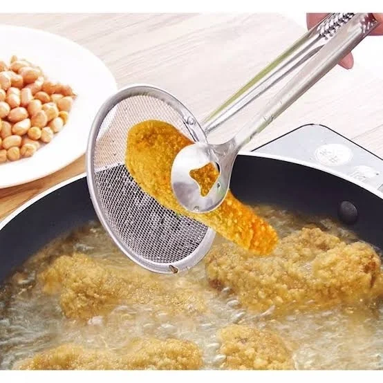 Stainless Steel Deep Fry tong with Strainer - 0