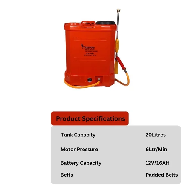 Adiyogi Bhoomi Double Motor Battery Sprayer|12V16Ah Double battery with 20LPM motor