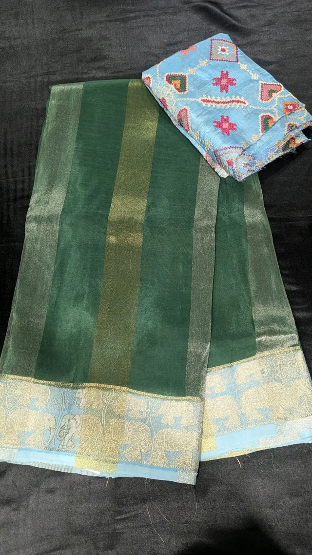 designer crepe with embroidary blouse (11103)
