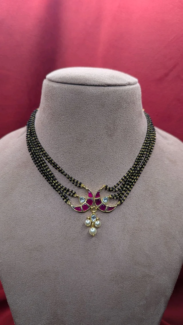 JADUA KUNDAN BLACK BEADS (11124)