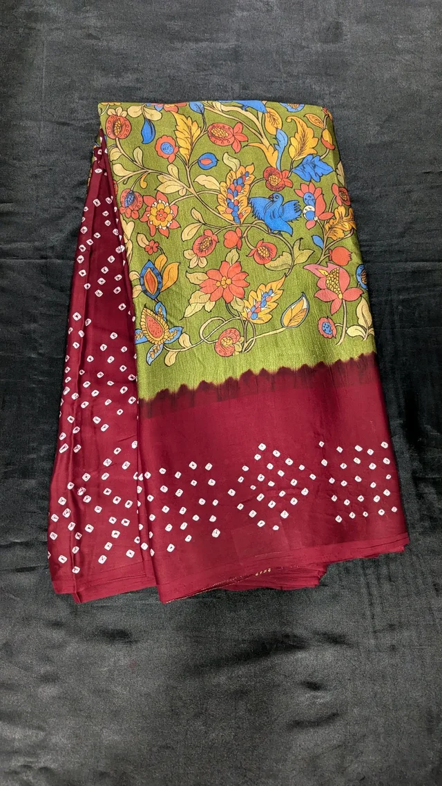 pure silk bandhini kalamkari (11754)