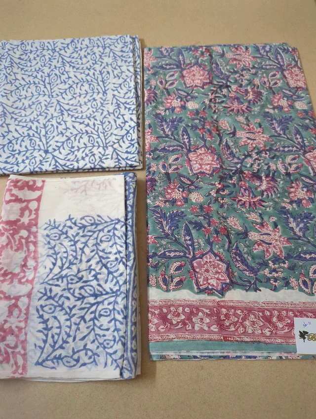 Block Printed Pure Cotton Suit With Mul Mul Dupatta