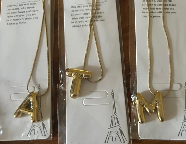bubble letter necklace ( 1yr warranty ) - T