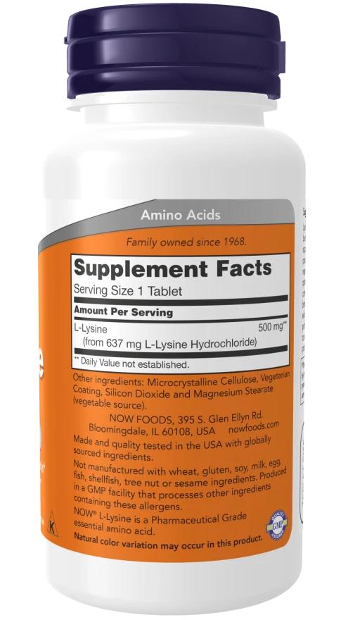 Now L-lysine 500 mg - 100 tablets