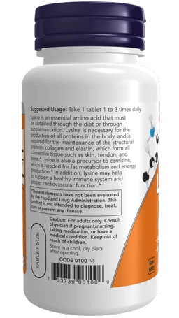 Now L-lysine 500 mg - 100 tablets