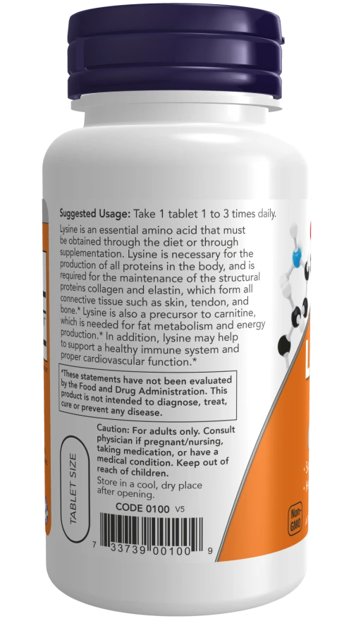 Now L-lysine 500 mg - 100 tablets