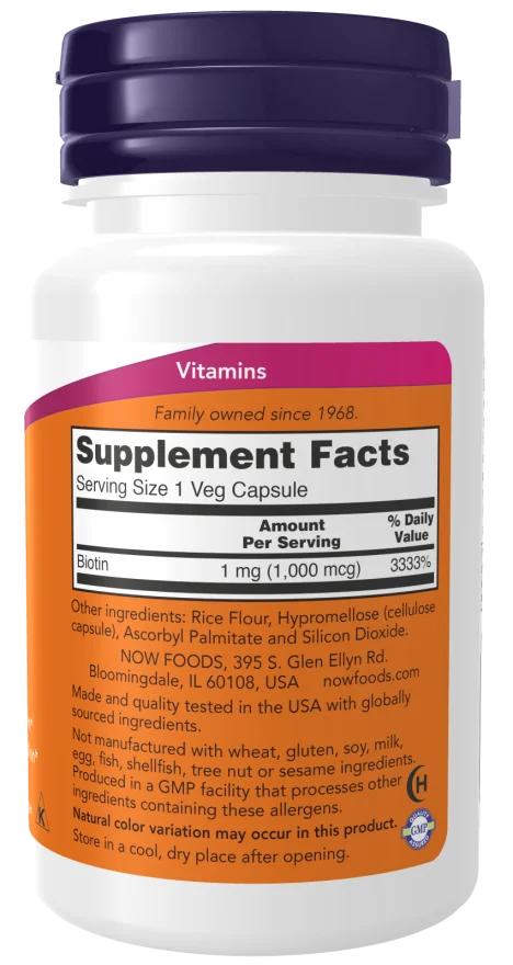 Now Biotin 1000 mcg - 100 Veg Capsules