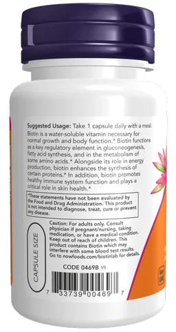 Now Biotin 1000 mcg - 100 Veg Capsules