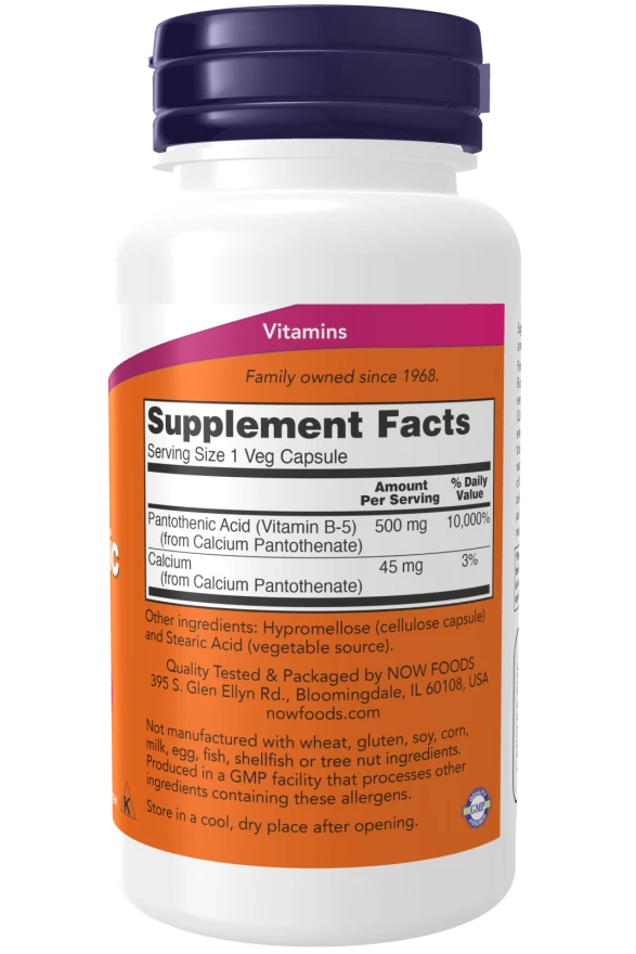Now Pantothenic Acid 500 mg - 100 Veg Capsules