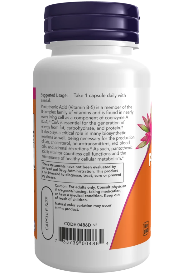 Now Pantothenic Acid 500 mg - 100 Veg Capsules