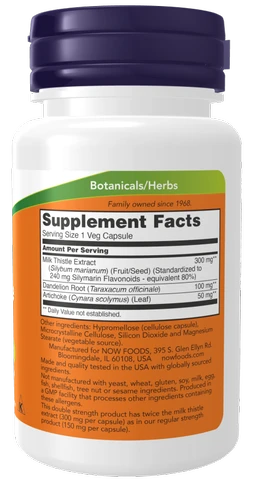 Now Double Strength Milk Thistle Extract 300 mg - 50 Veg Capsules