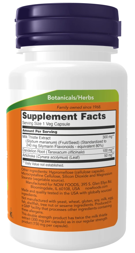 Now Double Strength Milk Thistle Extract 300 mg - 50 Veg Capsules