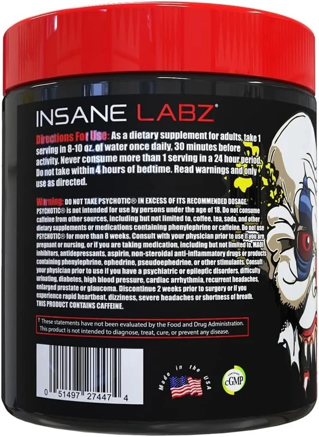 Insane Labz Psychotic Pre Workout - 60 servings, Grape