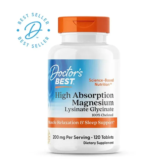 Doctor's Best High Absorption Magnesium Lycinate Glycinate 200mg - 120 Tablets