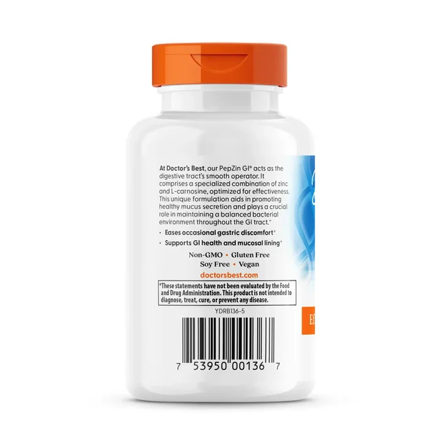 Doctor's Best PepZin GI, Zinc-L-Carnosine Complex - 120 Veggie Caps
