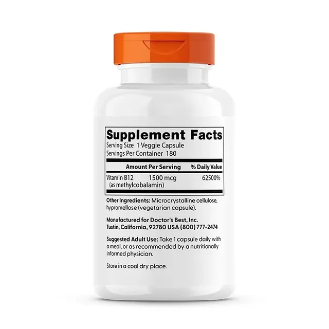 Doctor's Best Fully Active B12, 1,500 mcg - 180 Veggie Caps